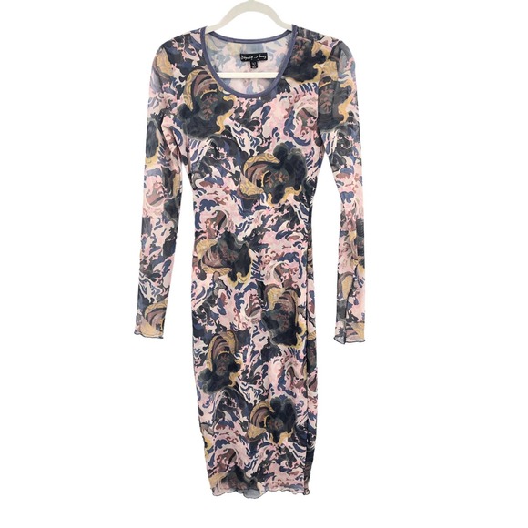 Elizabeth and James Womens Size XS Body-Con Pullover Dress Printed Mesh - Picture 9 of 9